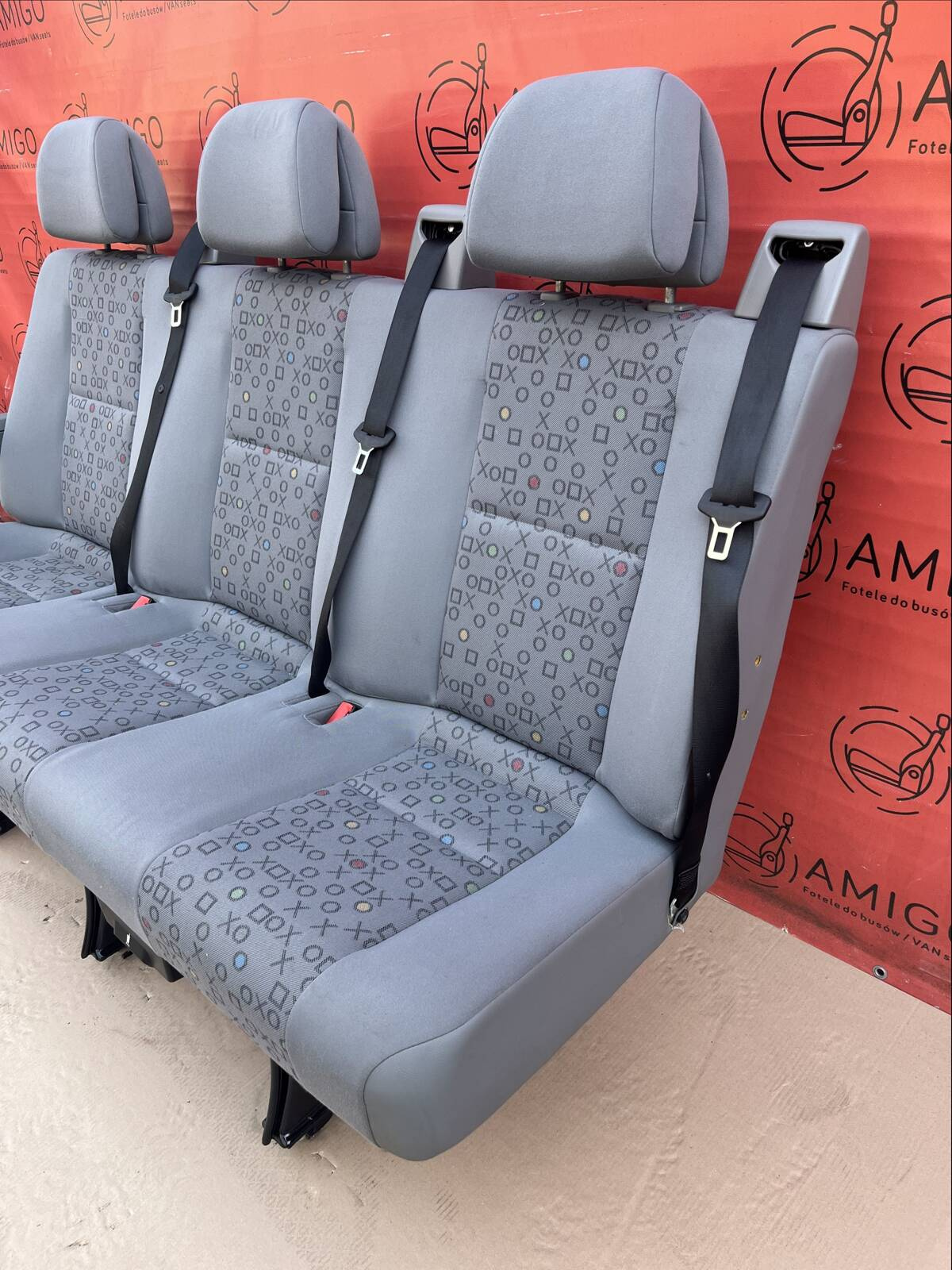 Seat VW Crafter I Mercedes Sprinter W906 2006-2016 rear triple bench OX armrest