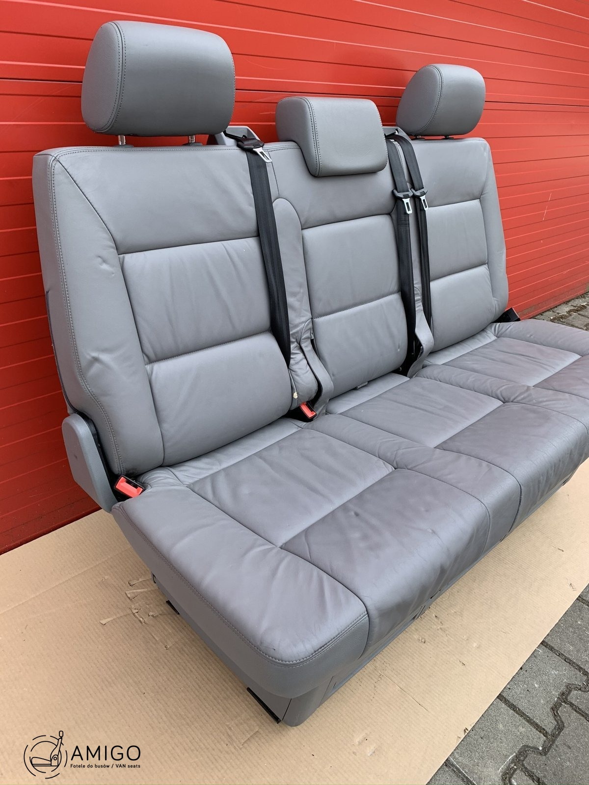 Bench rear triple seat VW T5 grey leather Multivan Caravelle t6