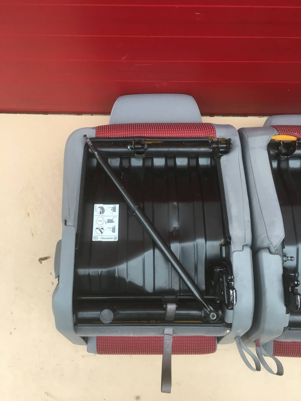 Seat rear bench double VW Caddy second row red grey