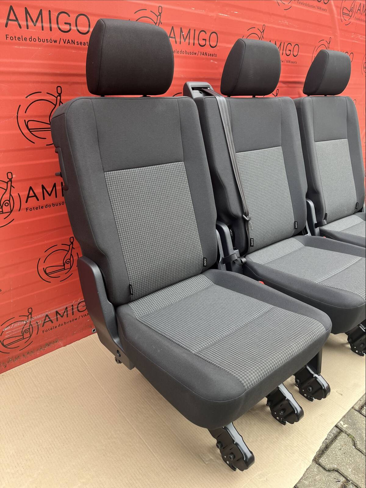 Bench rear triple seat VW T6.1 T6 Transporter Double Grid Black t5 3x single 1+1+1