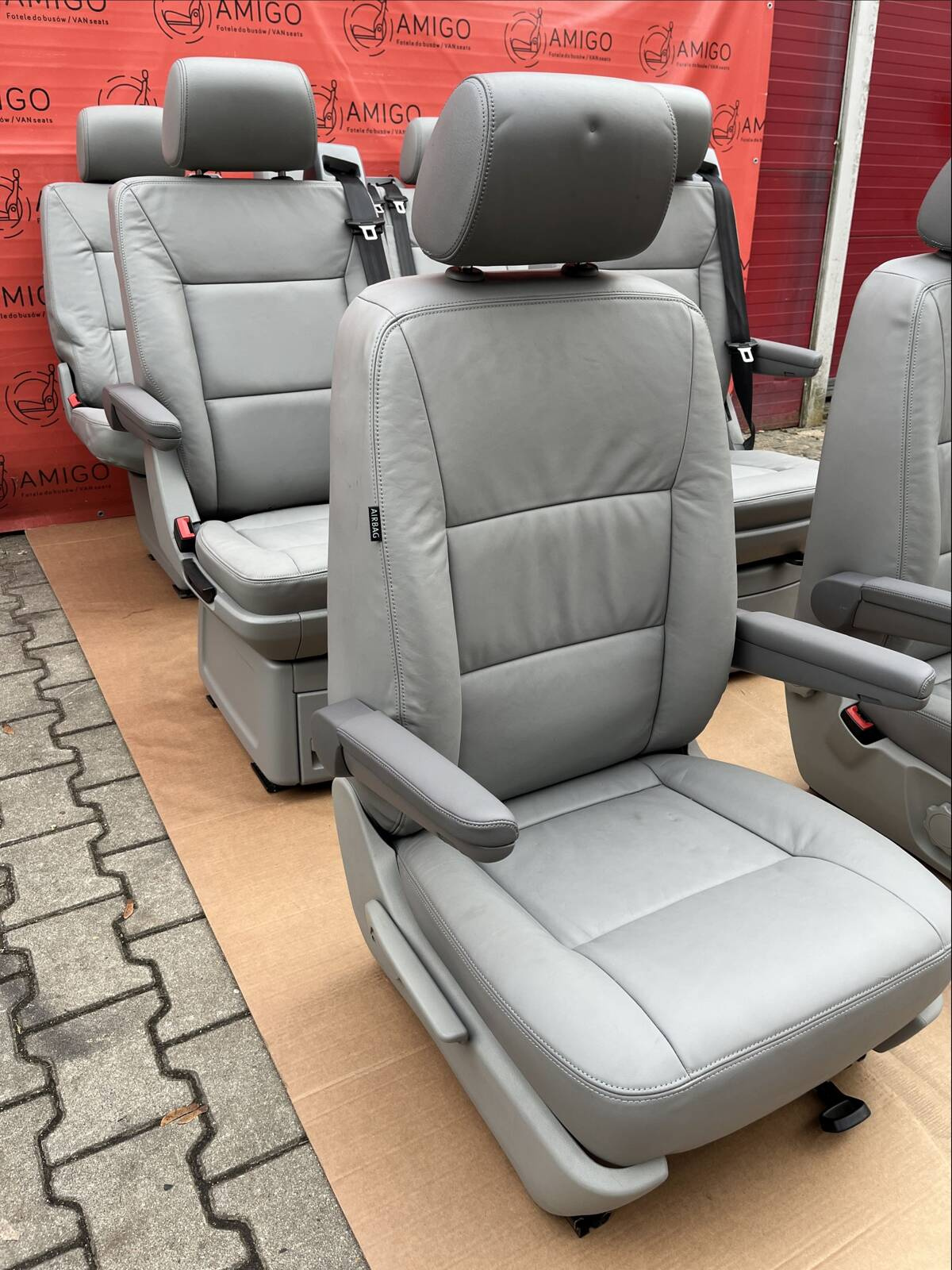 SET Driver passenger swivel Bench rear triple seat leather grey VW T5.1 T5 Multivan Caravelle