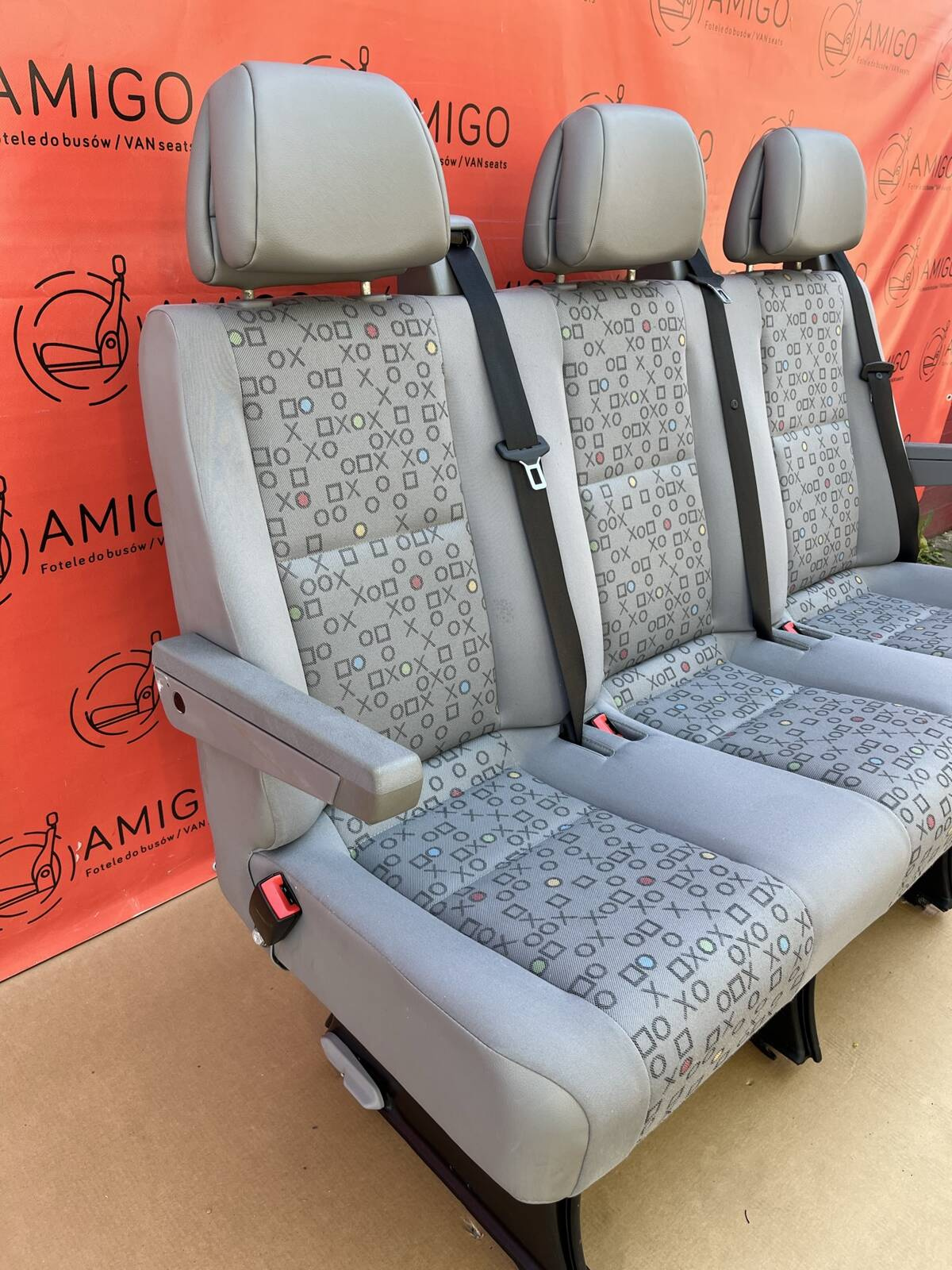 Seat VW Crafter I Mercedes Sprinter W906 2006-2016 rear triple bench OX armrest