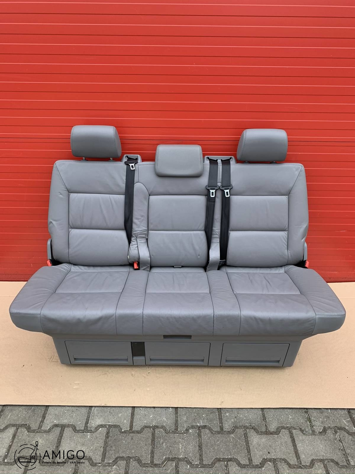 Bench rear triple seat VW T5 grey leather Multivan Caravelle t6