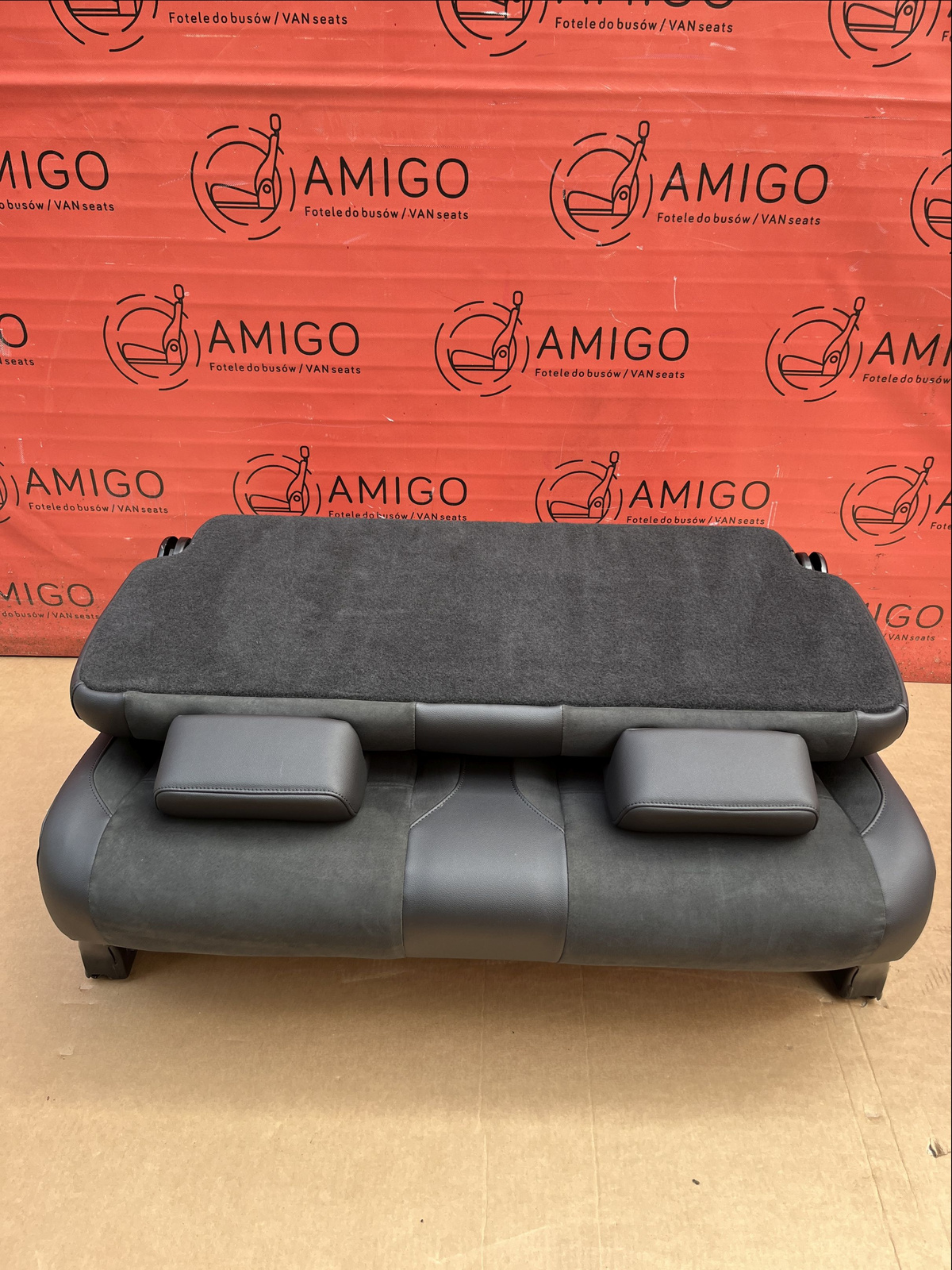 Seat rear bench double VW Caddy MAXI third row Alcantara Black