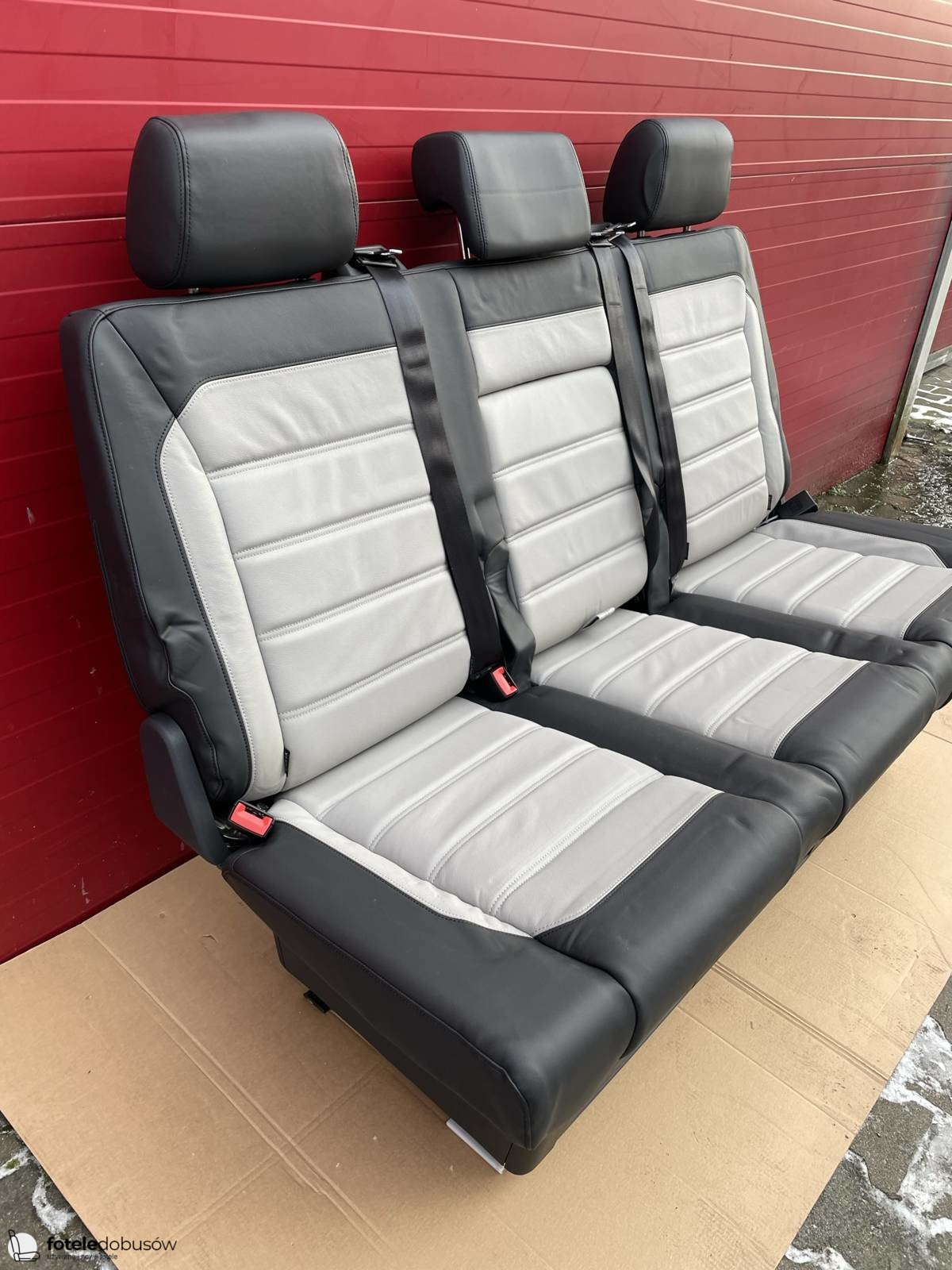 Bench rear triple seat VW T6 black leather SAVONA moonrock grey Multivan Caravelle t5