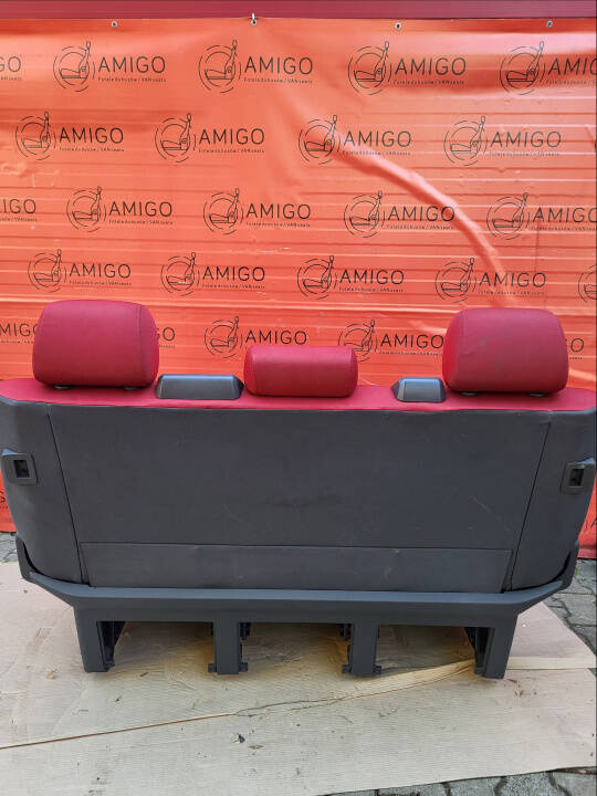 Bench rear triple seat VW T5 Multivan Caravelle Anthracite Duo Red