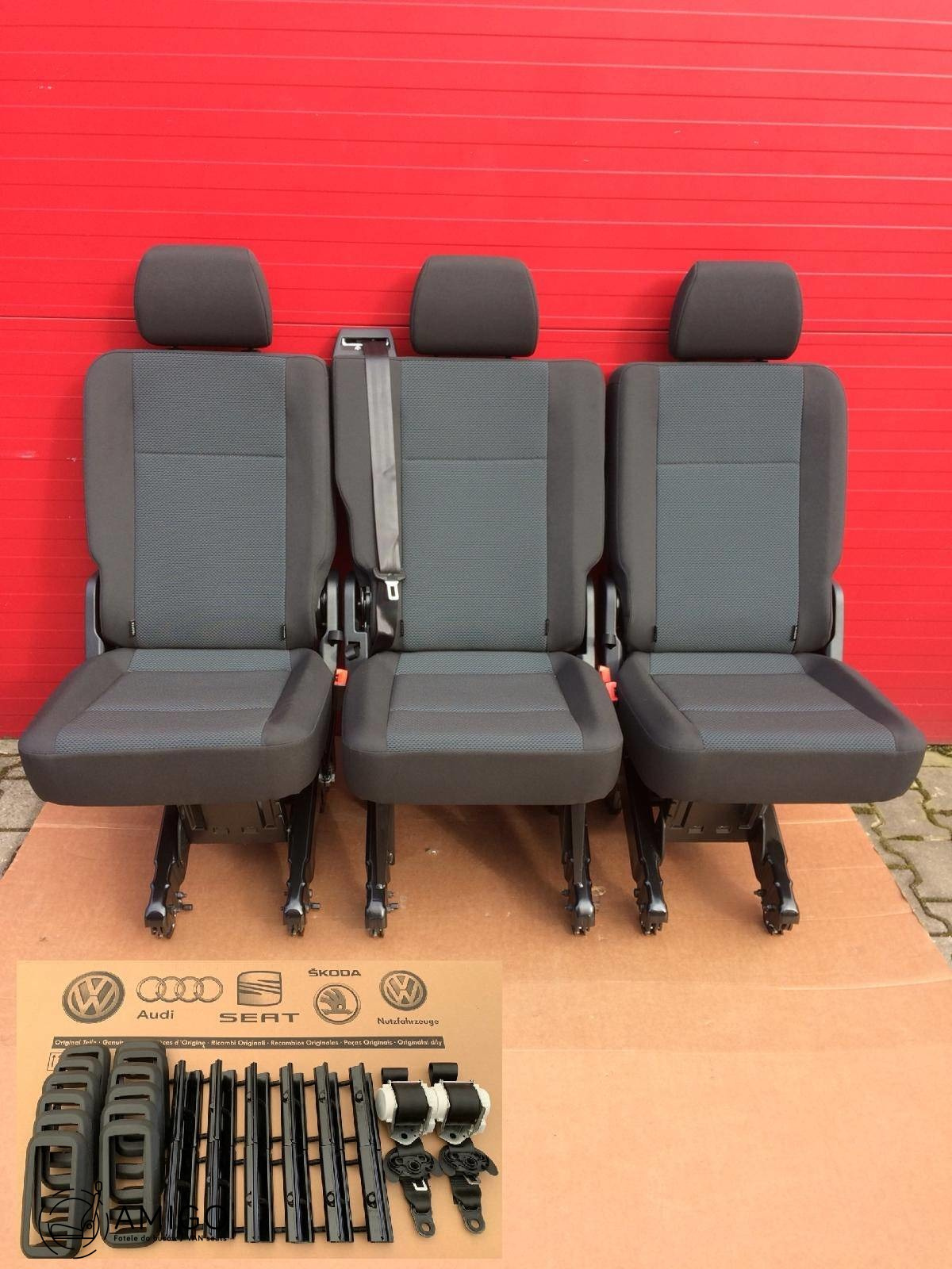 Bench rear triple seat VW T6 Transporter SIMORA t5 3x single SET brackets belts