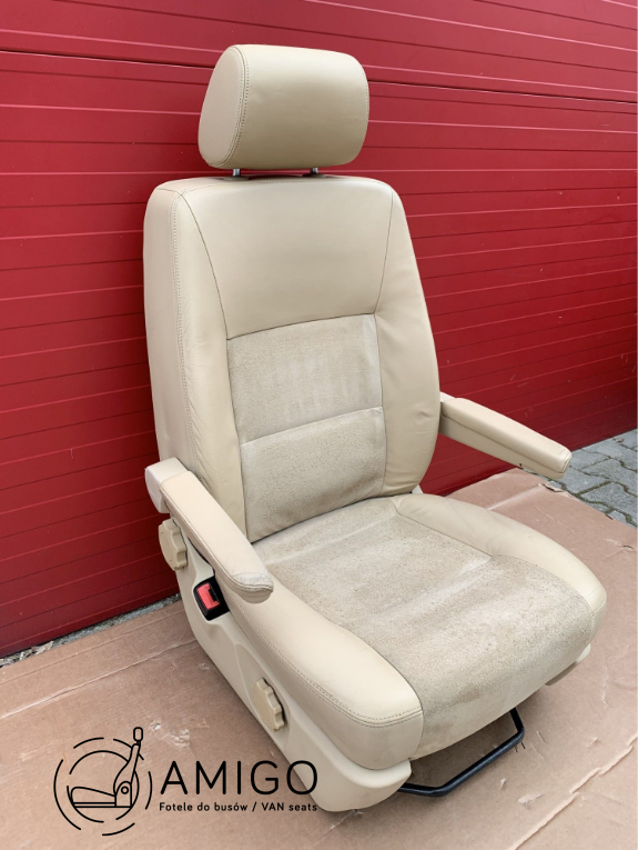 Seat VW T5 front UK passenger | EU driver Beige Leather adjustments armrests