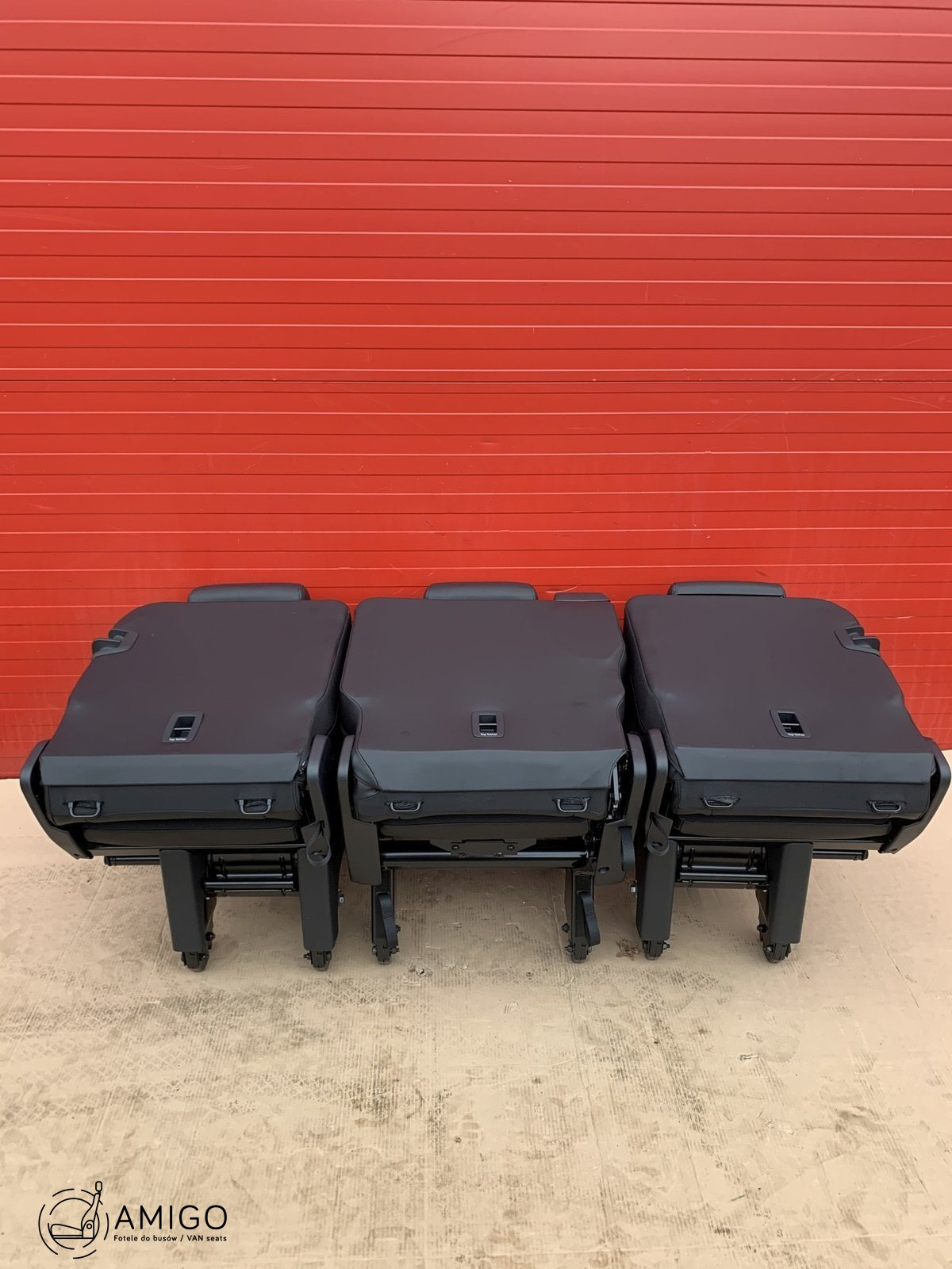 Bench rear triple seat VW T6 Transporter Titan Black leather t5 3x three single