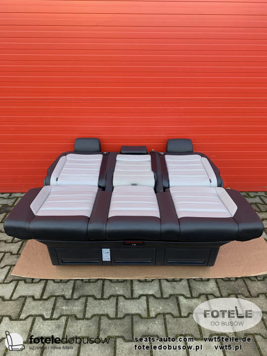 Bench rear triple seat VW T6 black leather SAVONA moonrock grey Multivan Caravelle t5