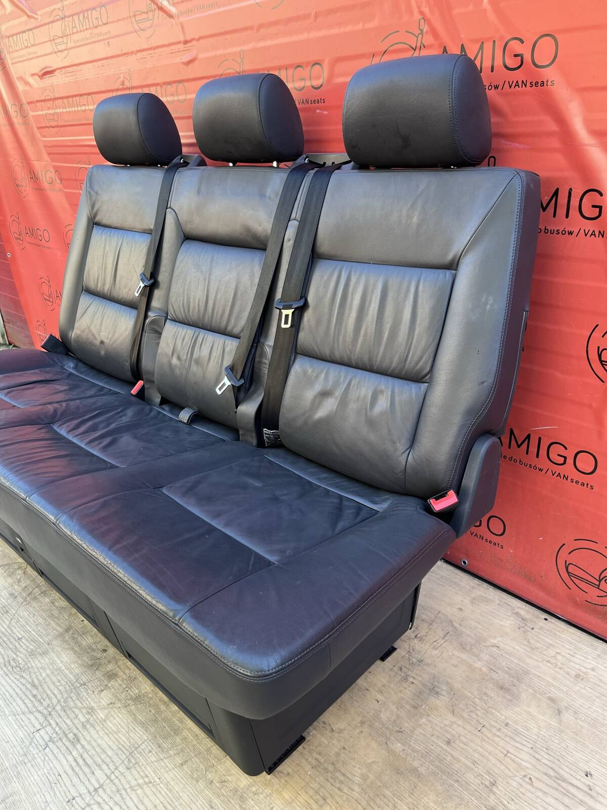 Bench rear triple seat VW T5 anthracite leather Multivan Caravelle