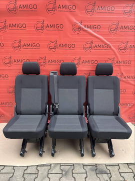 Bench rear triple seat VW T6.1 T6 Transporter Double Grid Black t5 3x single 1+1+1
