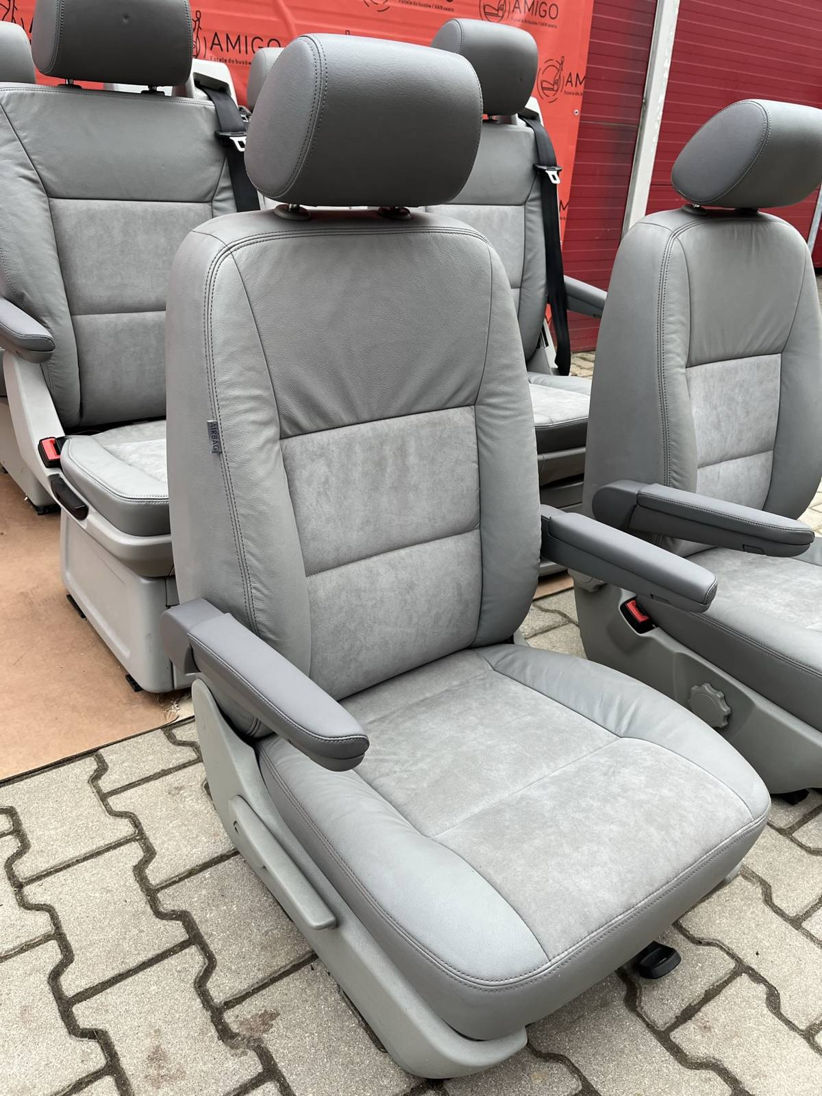 SET Driver passenger swivel Bench rear triple seat leather grey VW T5.1 T5 Multivan Caravelle