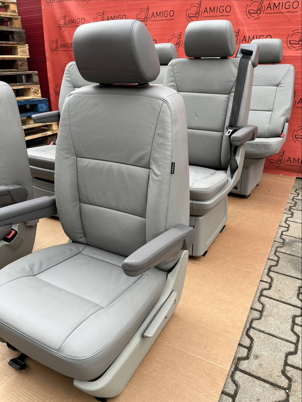 SET Driver passenger swivel Bench rear triple seat leather grey VW T5.1 T5 Multivan Caravelle