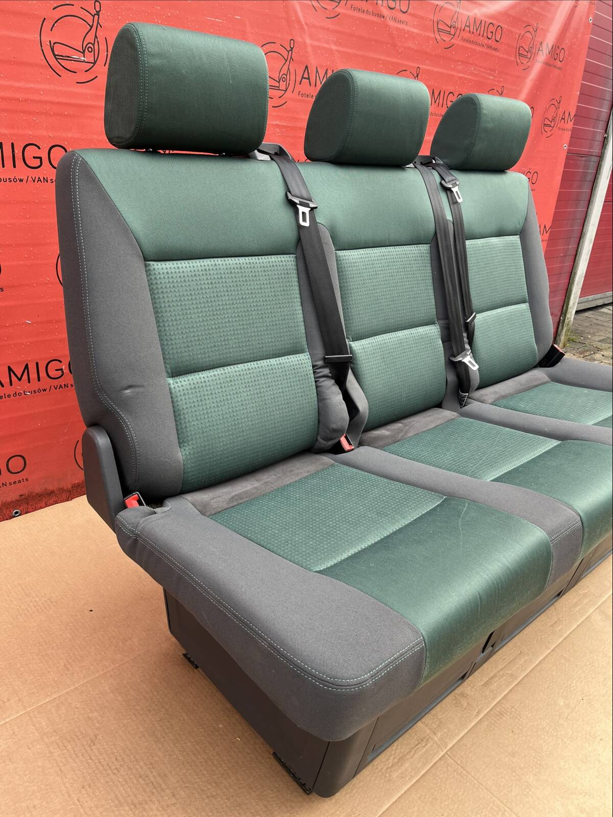 Bench rear triple seat VW T5 Multivan Caravelle Anthracite Duo Green