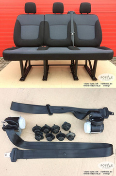 Seat triple bench Renault Trafic Opel Vauxhall Vivaro NV300 Talento belts set