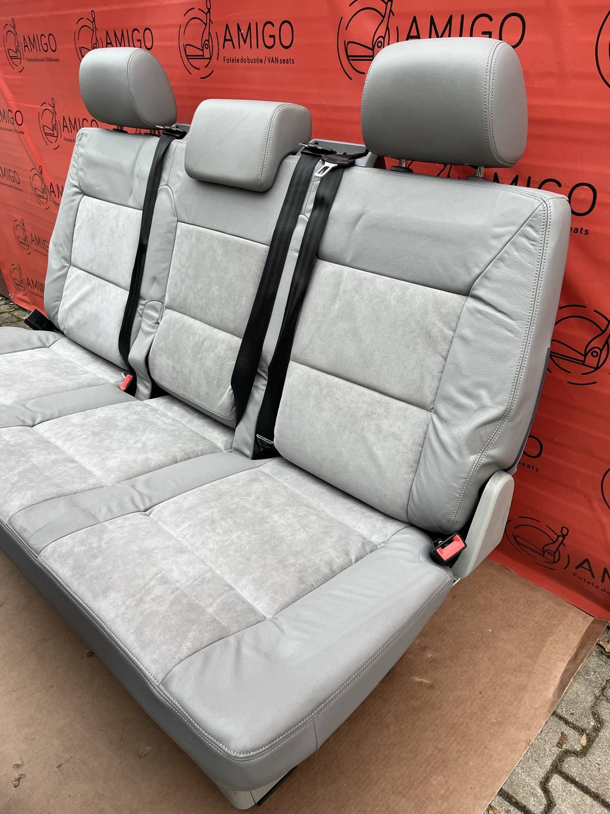SET Driver passenger swivel Bench rear triple seat leather grey VW T5.1 T5 Multivan Caravelle