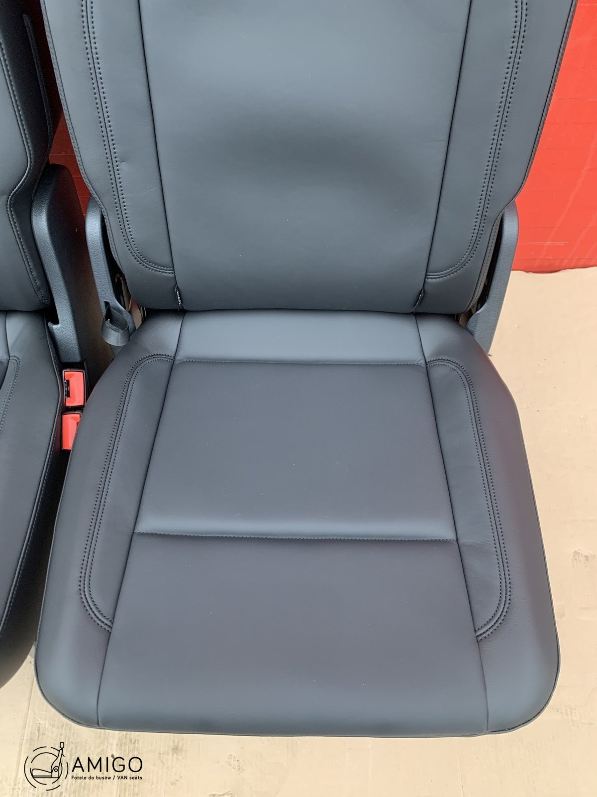 Bench rear triple seat VW T6 Transporter Titan Black leather t5 3x three single