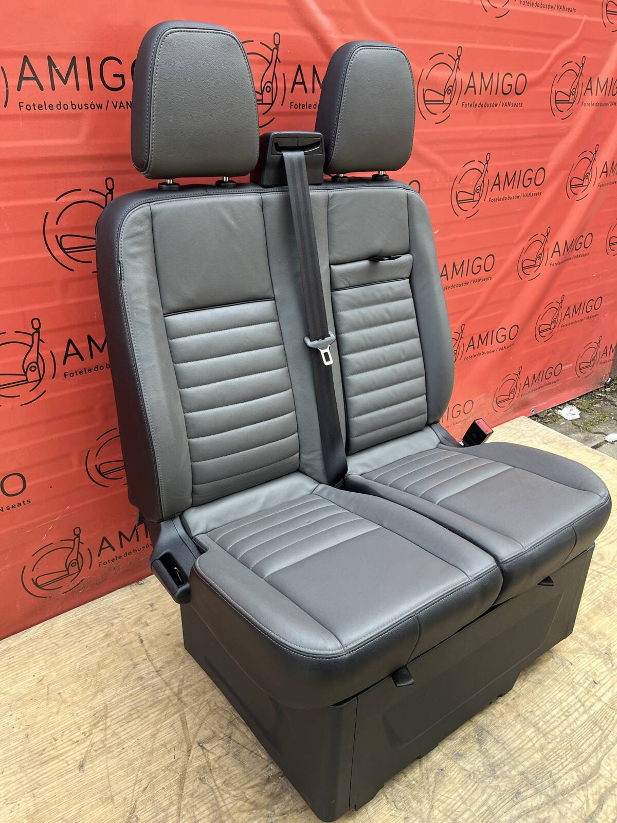 Seat Ford Transit Custom bench double front passenger heated LHD Salerno Leather Dark Palazzo