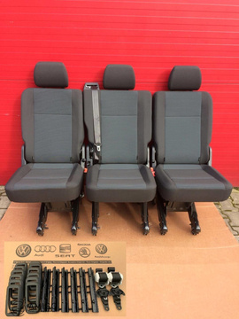 Bench rear triple seat VW T6 Transporter SIMORA t5 3x single SET brackets belts