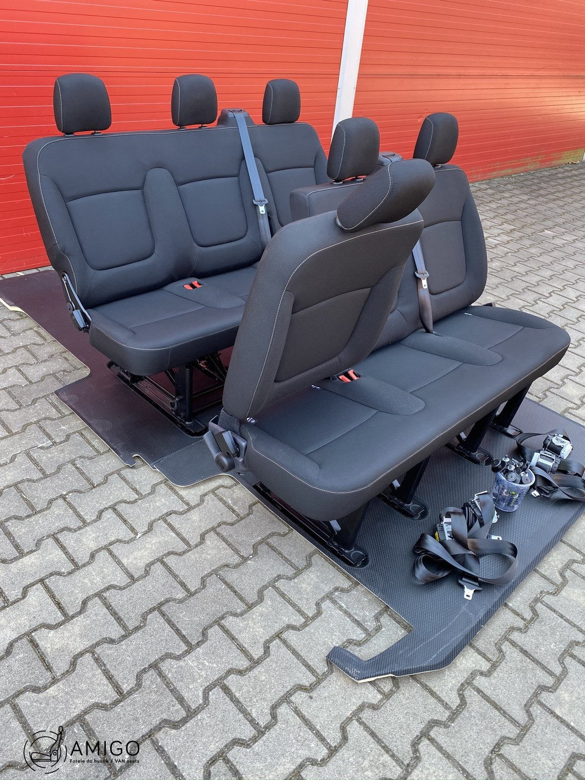 SET Seat triple bench Fiat Talento Trafic Opel Vauxhall Vivaro NV300 belts seats