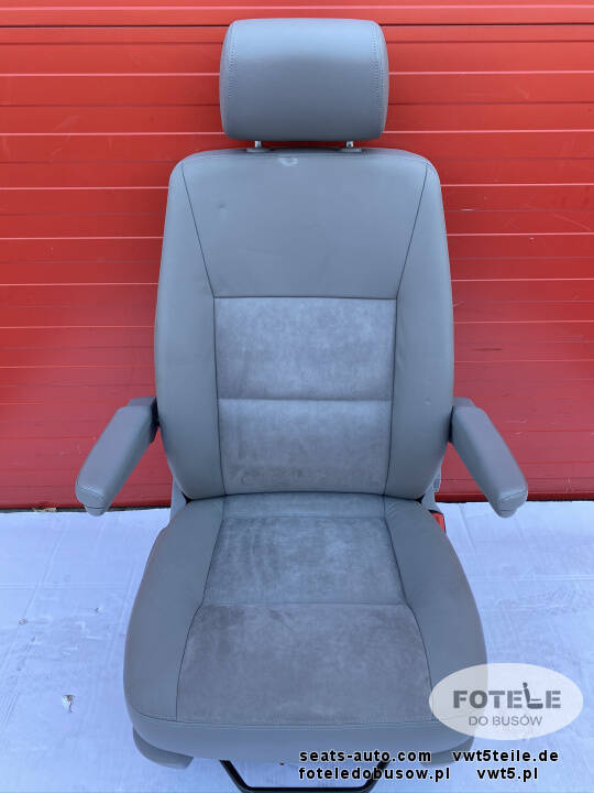 Seat VW T5 front UK driver EU passenger Grey Leather Alcantara adjustments armrests Airbag heated