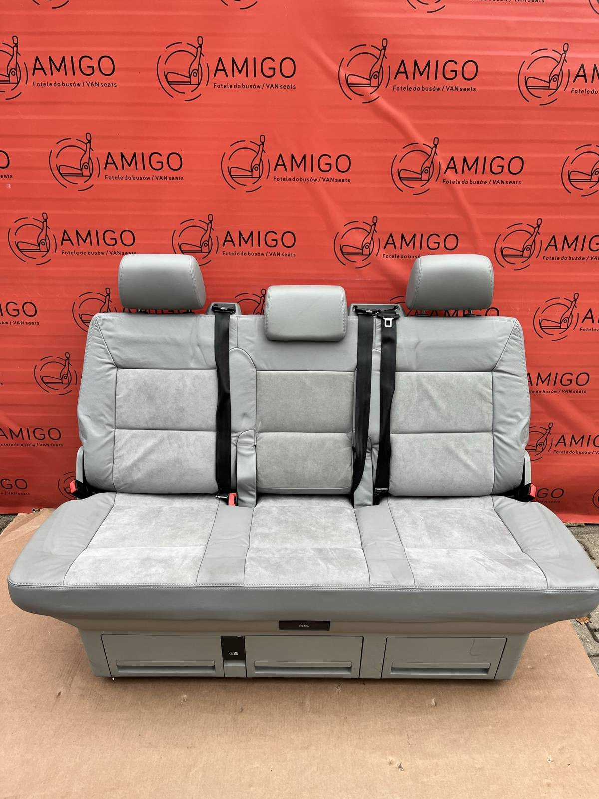 SET Driver passenger swivel Bench rear triple seat leather grey VW T5.1 T5 Multivan Caravelle
