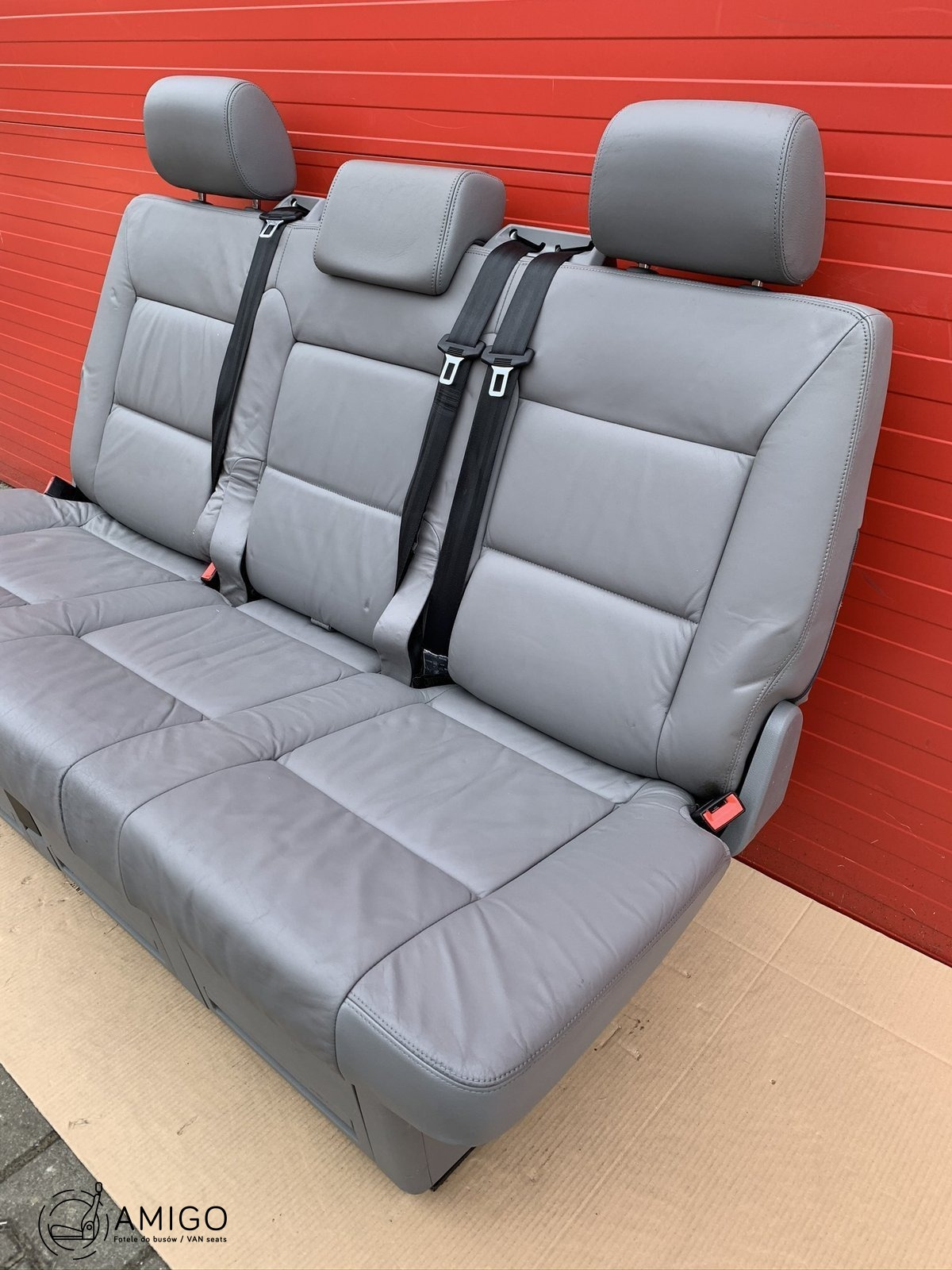 Bench rear triple seat VW T5 grey leather Multivan Caravelle t6