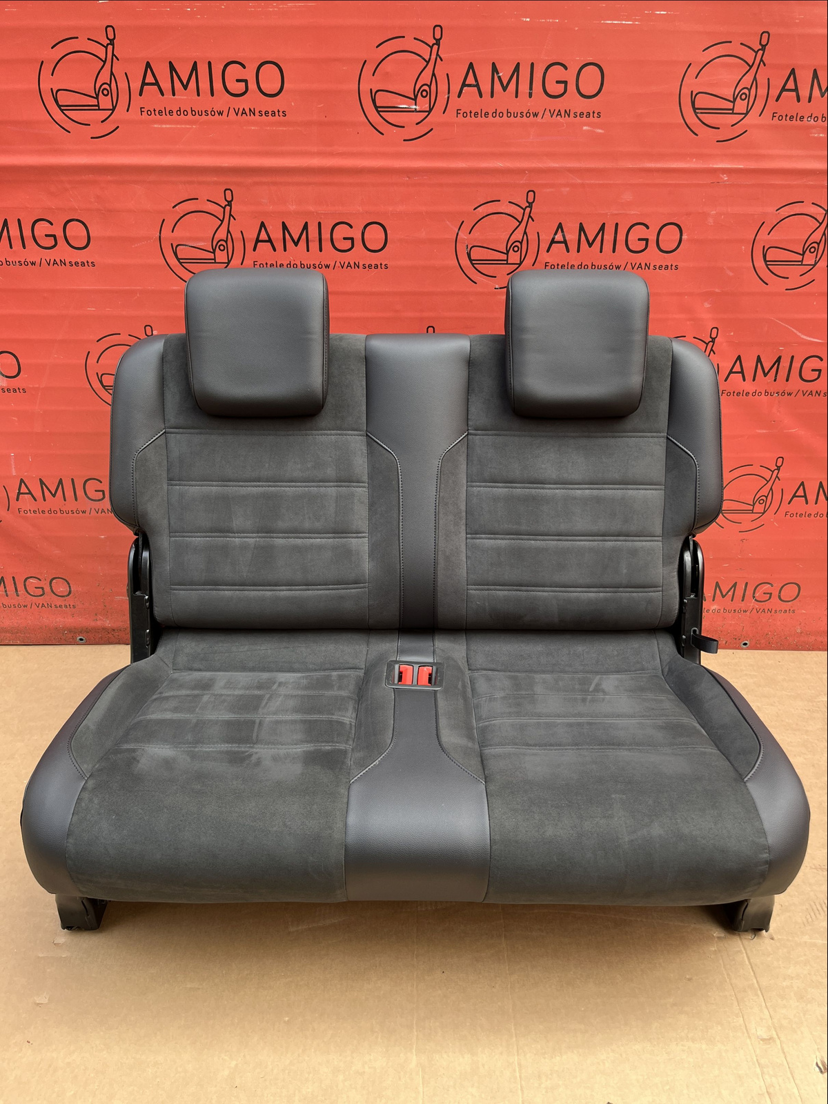 Seat rear bench double VW Caddy MAXI third row Alcantara Black