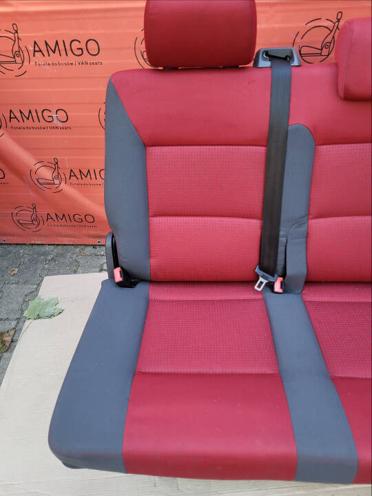 Bench rear triple seat VW T5 Multivan Caravelle Anthracite Duo Red
