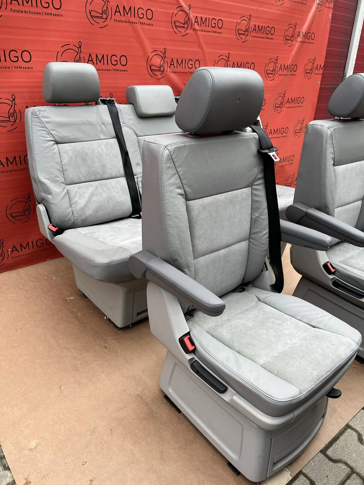 SET Driver passenger swivel Bench rear triple seat leather grey VW T5.1 T5 Multivan Caravelle