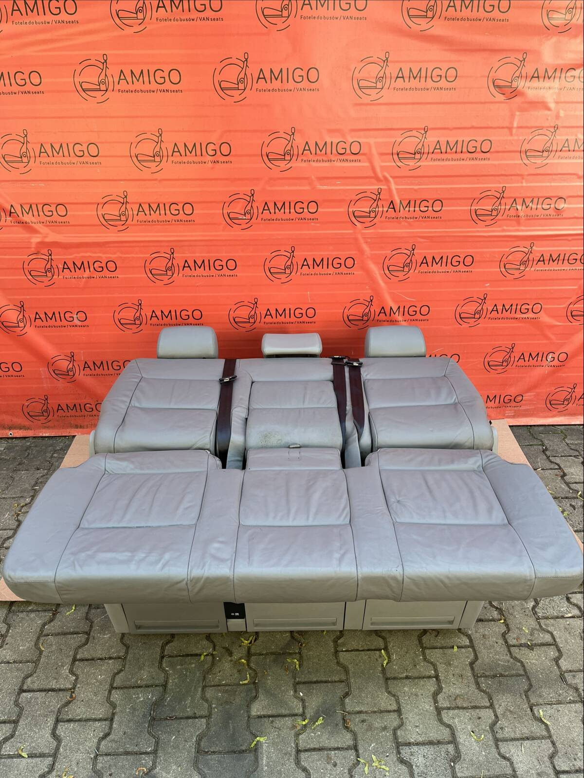 Bench rear triple seat VW T5 grey leather Multivan Caravelle t6