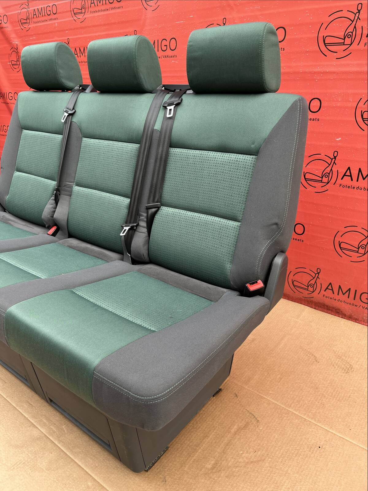 Bench rear triple seat VW T5 Multivan Caravelle Anthracite Duo Green