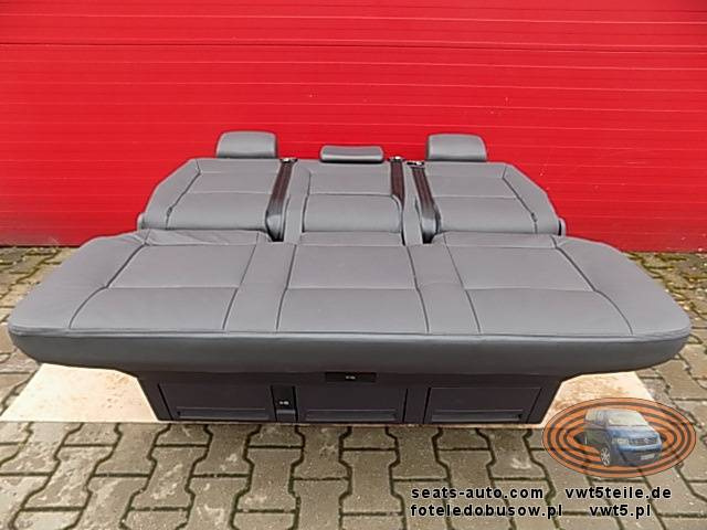 Bench rear triple seat VW T5 T5.1 anthracite leather Multivan Caravelle