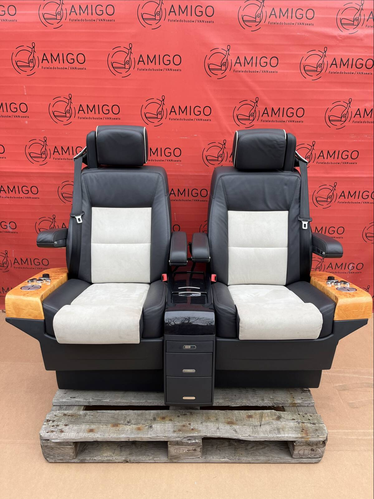 VIP rear double seat for rails VW T5.1 T5 T6 Business Electric Fridge Heating