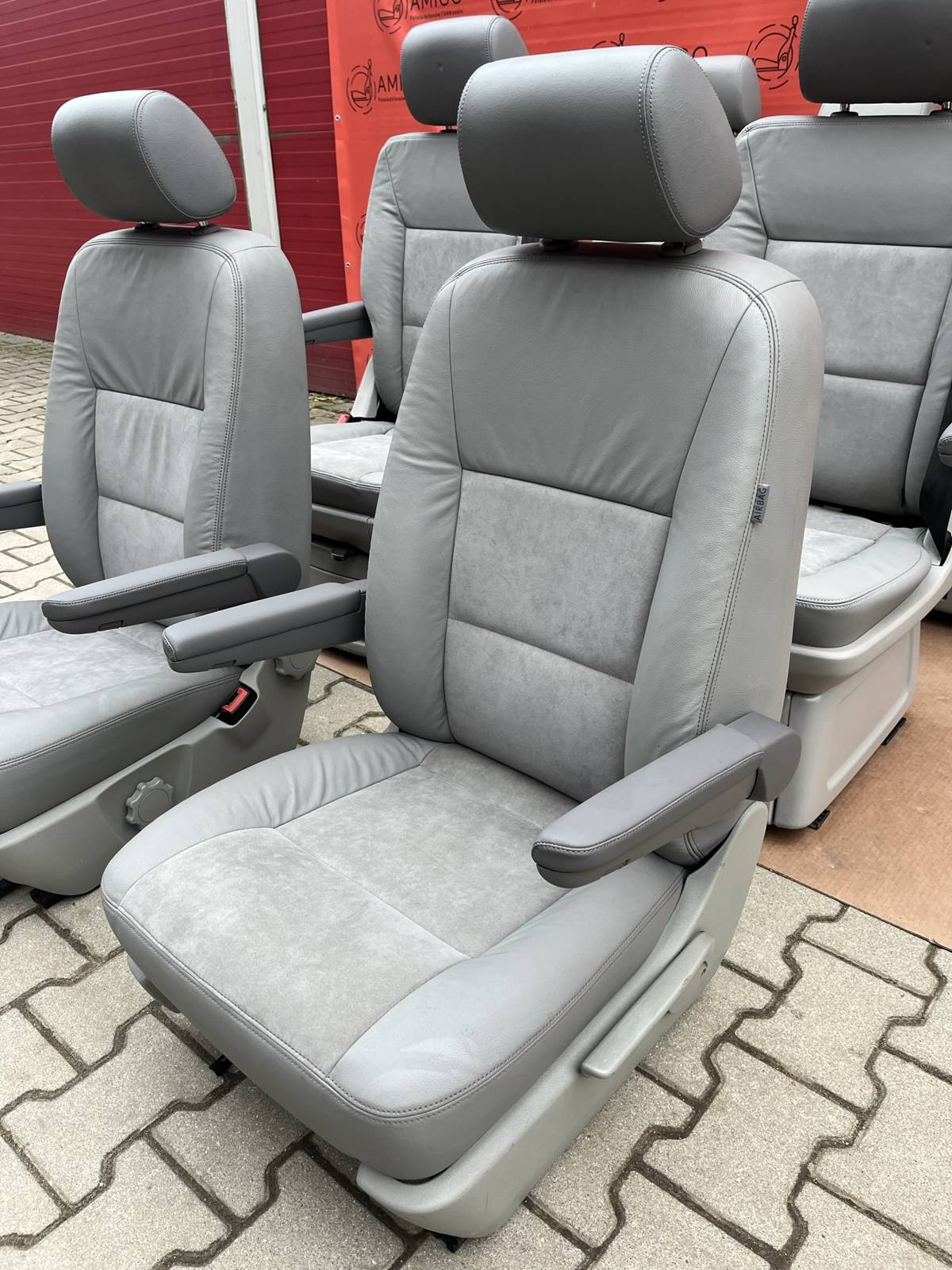 SET Driver passenger swivel Bench rear triple seat leather grey VW T5.1 T5 Multivan Caravelle
