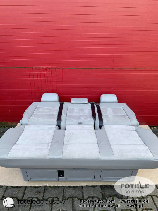 Bench rear triple seat VW T5 grey leather alcantara Multivan Caravelle t6