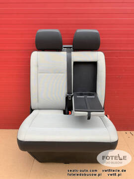 Seat VW T6 T5 double front passenger bench with armrest Robust Marathon Grey LHD