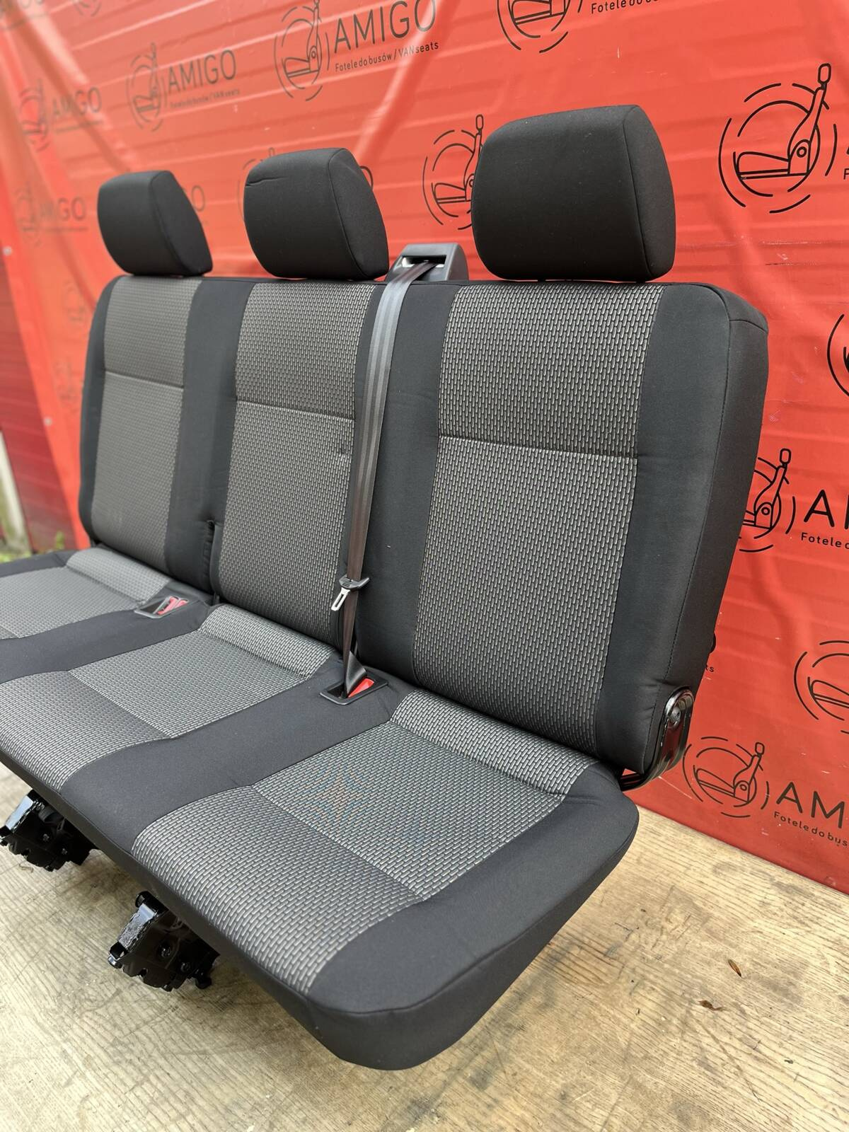 Bench rear triple seat VW T6.1 T6 Transporter Bricks Black