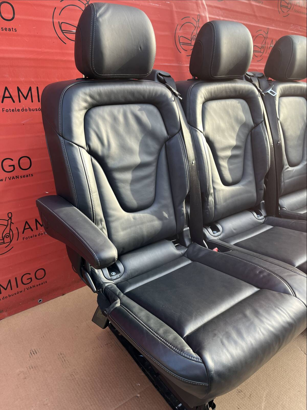 Rear Seat Triple bench single 2+1 Mercedes V-class W447 Black Nappa Leather RHD