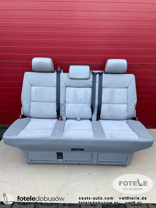 Bench rear triple seat VW T5 grey leather alcantara Multivan Caravelle t6