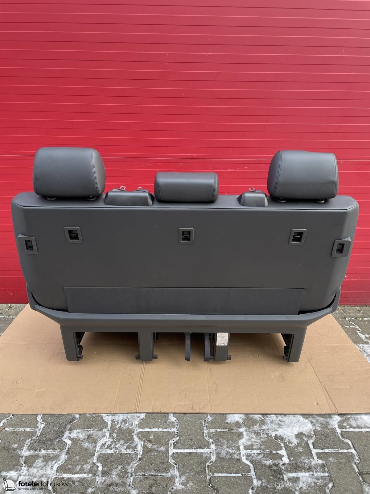 Bench rear triple seat VW T6 black leather SAVONA moonrock grey Multivan Caravelle t5