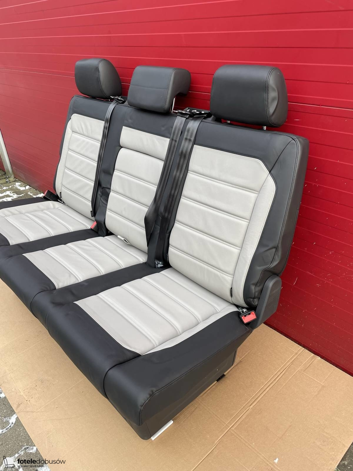 Bench rear triple seat VW T6 black leather SAVONA moonrock grey Multivan Caravelle t5