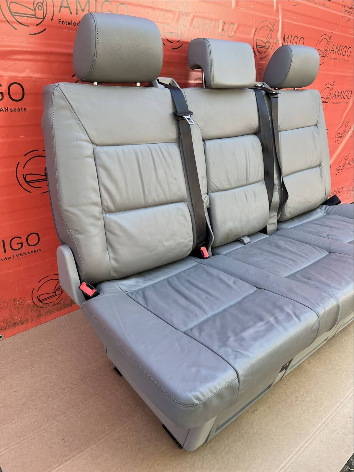 Bench rear triple seat VW T5 grey leather Multivan Caravelle t6