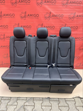 Seat rear bench bed Mercedes V-class W447 Black Lugano Leather