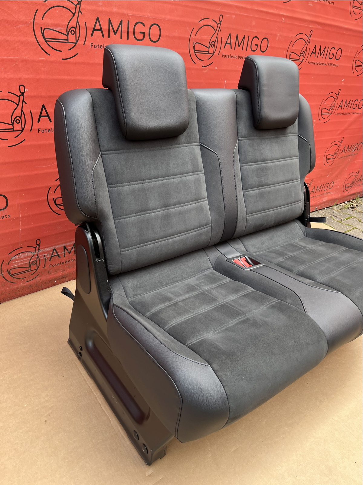 Seat rear bench double VW Caddy MAXI third row Alcantara Black