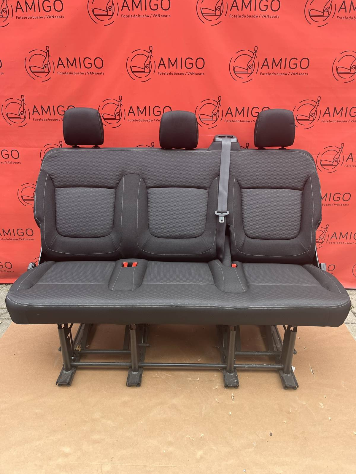 Seat triple bench Renault Trafic Opel Vauxhall Vivaro NV300 Talento Connect Black