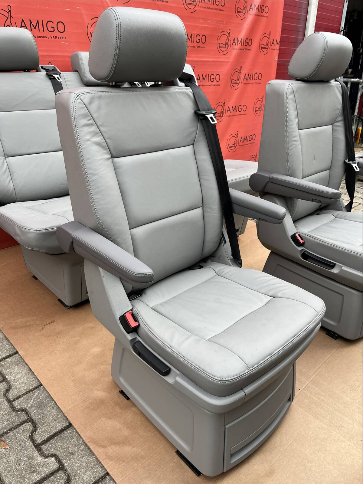 SET Driver passenger swivel Bench rear triple seat leather grey VW T5.1 T5 Multivan Caravelle