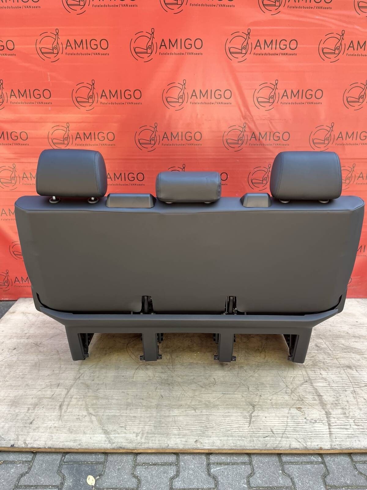 Bench rear triple seat VW T5 T6 titan black leather Multivan Caravelle t5