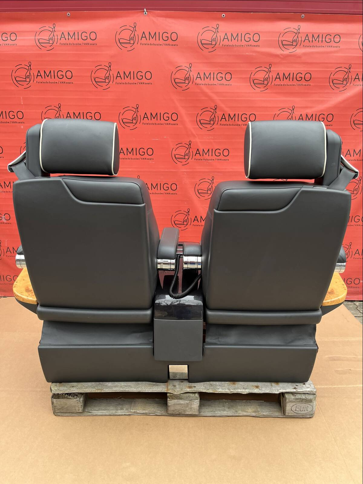 VIP rear double seat for rails VW T5.1 T5 T6 Business Electric Fridge Heating